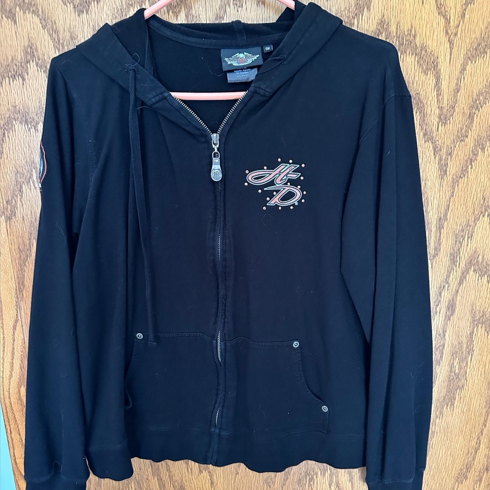 Ladies black zip up Harley Davidson hoodie